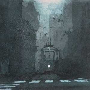 Zagreb, tramvaj, giclee, Antun Mateš